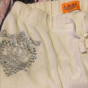 Juicy Couture womens Cream Joggers with Crown Embellishments